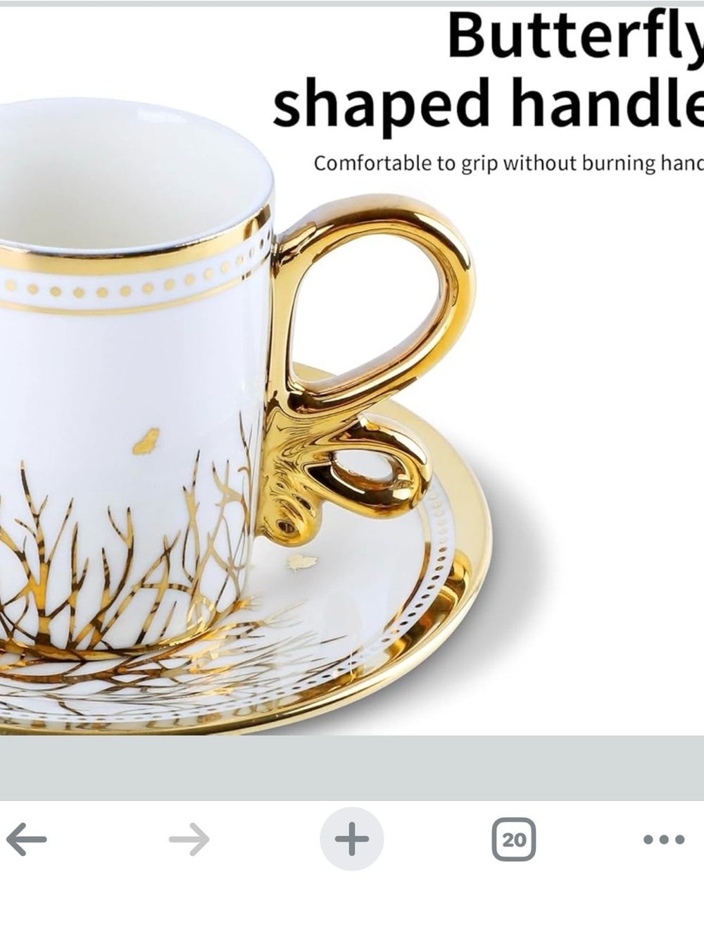 Turkish Elegant White and Gold Porcelain Coffee Cup Set - Picture 4 of 14